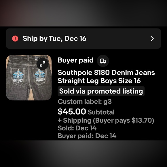 SOLD on eBay!! South Pole 8180 Denim Jeans Straight Leg Boys Size 16 - Picture 10 of 10